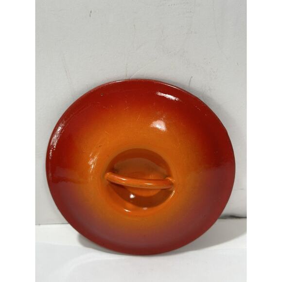 Le Creuset Flame Orange Enameled Cast Iron Pan Small Lid L Fits 4.5” Lid Only - Picture 4 of 7